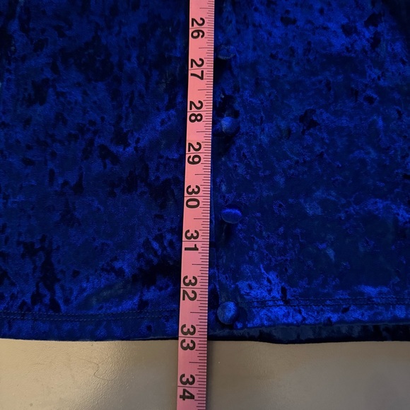 ASOS size 8 blue velvety mini dress stretch long puff sleeve NWT - Picture 7 of 17